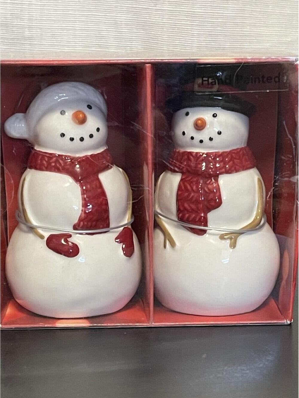 St.Nicolas Yuletide Square Snowman Salt And Pepper Shaker Set